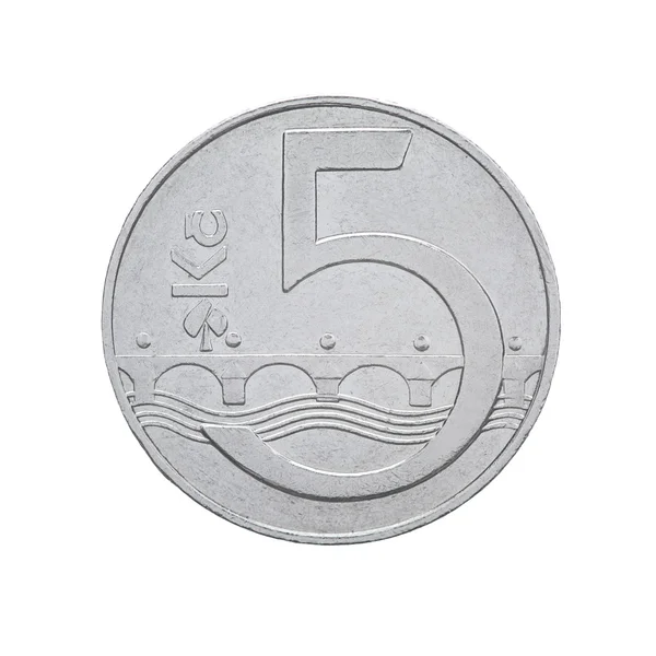Vijf Tsjechische kronen munt — Stockfoto