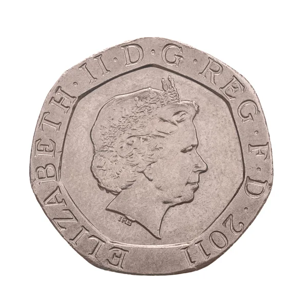 英国20便士硬币 — 图库照片