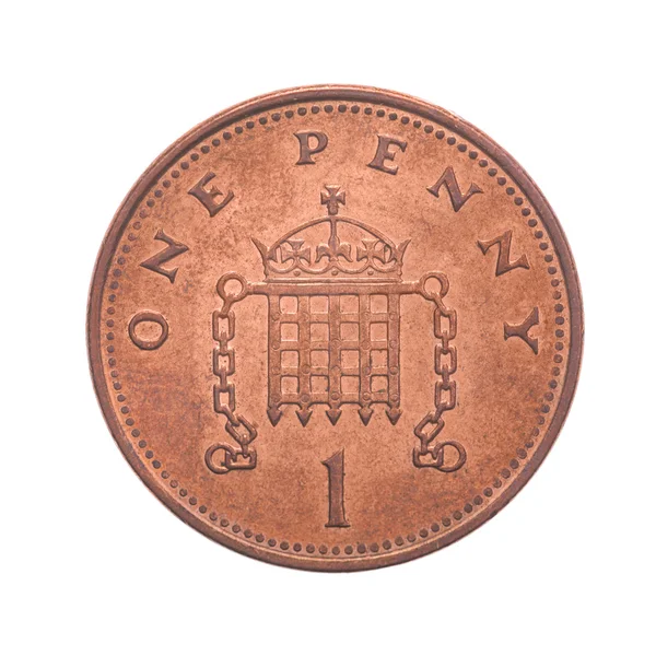 英国一分钱硬币 — 图库照片