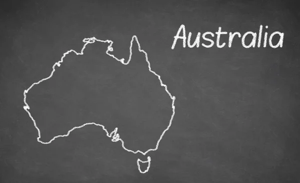 澳大利亚地图画在黑板上 — 图库照片
