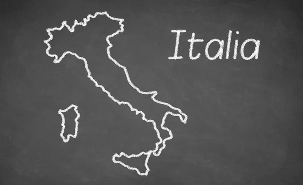 意大利地图画在黑板上 — 图库照片