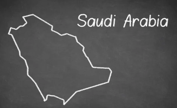 沙特阿拉伯地图画在黑板上 — 图库照片