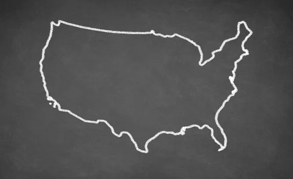 United States map drawn on chalkboard — Stock Photo, Image
