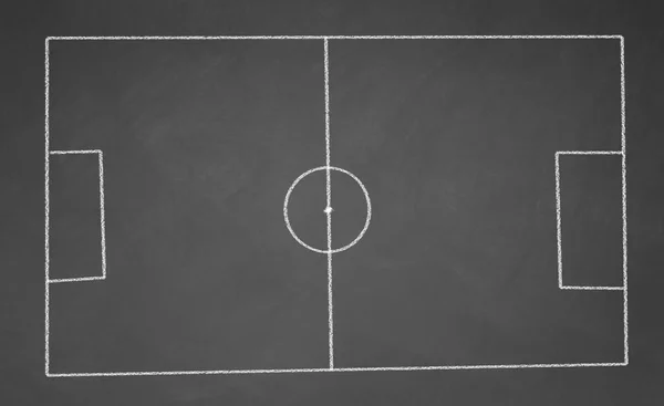 Voetbalveld getekend met krijt op blackboard — Stockfoto