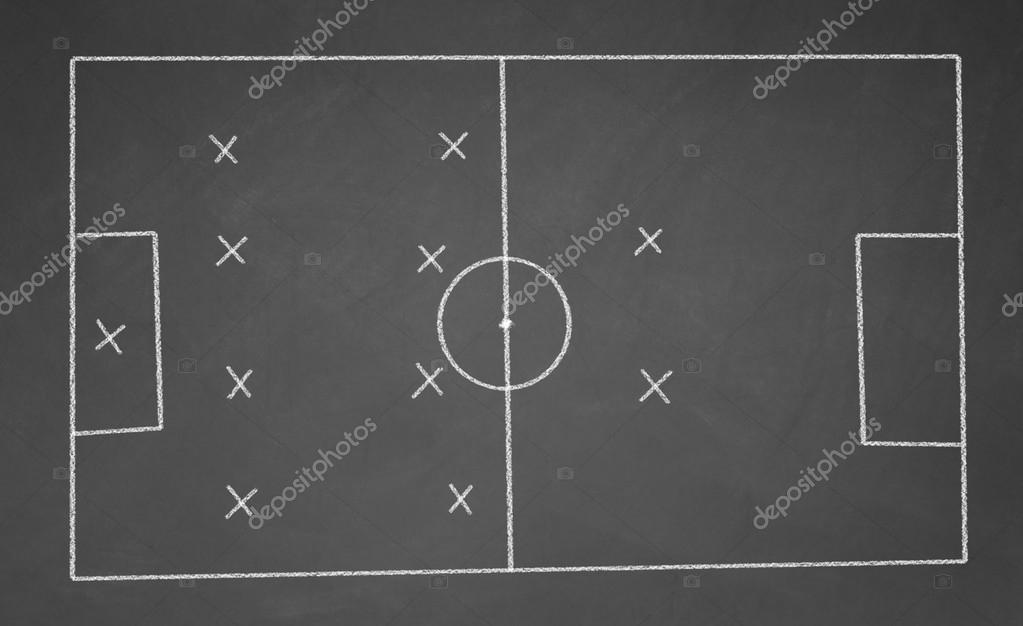 Football field drawn with chalk on blackboard Stock Photo by ©TpaBMa2
