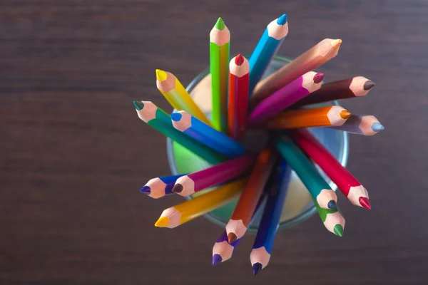 Cup with colorful pencils, closeup — Stock Photo, Image