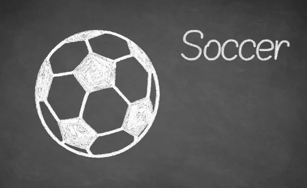 Bola de futebol desenhada em chalkboard . — Fotografia de Stock