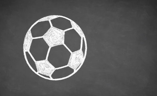 Pallone da calcio disegnato sulla lavagna . — Foto Stock