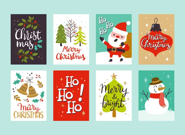 クリスマスのギフトに含めるのに最適なクリスマスグリーティングカードのコレクション Eps10ベクトル図 — ストックベクタ