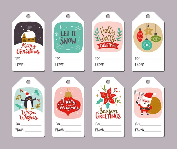 Collection Christmas Hang Tags Editable Blank Space Perfect Include Christmas — Stock Vector