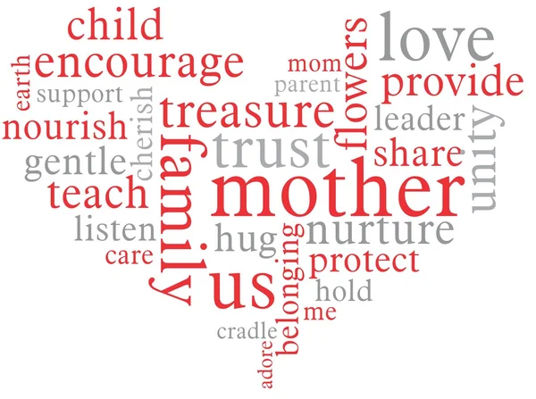 Anneler günü kalp kelime bulutu