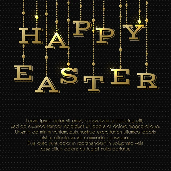 Carte de vœux de Pâques avec lettres suspendues en or — Image vectorielle