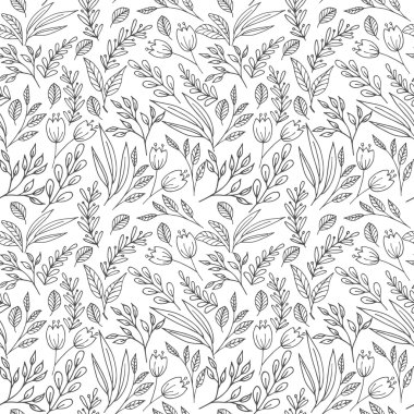 Çiçek ve bitkilerle desenli çiçek deseni