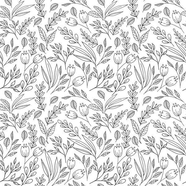 Motif floral sans couture avec des fleurs et des plantes — Image vectorielle