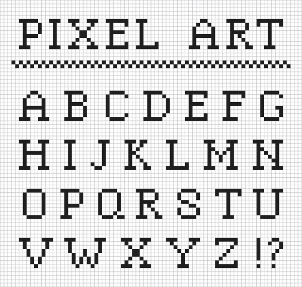 Pixel font. Vector set of pixel letters — Stock Vector