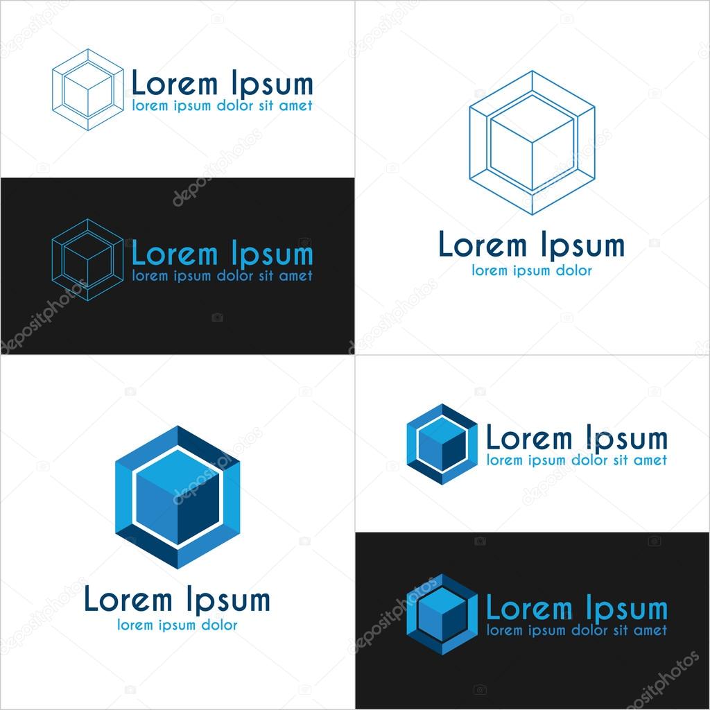 Blue cube logo templates