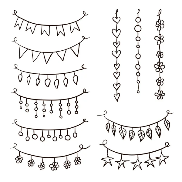 Set of hand drawn vector garlands — Stock Vector