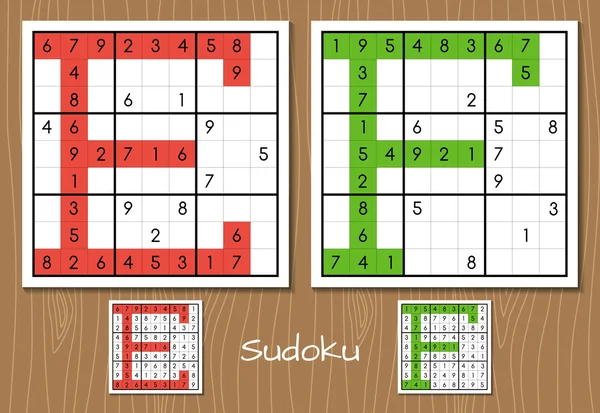 Sudoku ensemble avec des réponses. E, F lettres — Image vectorielle