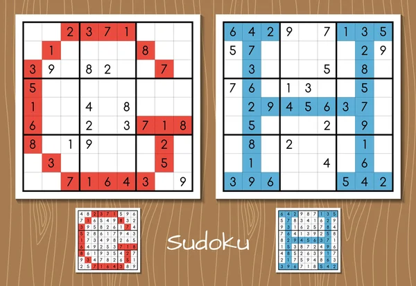 Sudoku set with answers. G, H letters — Stock Vector