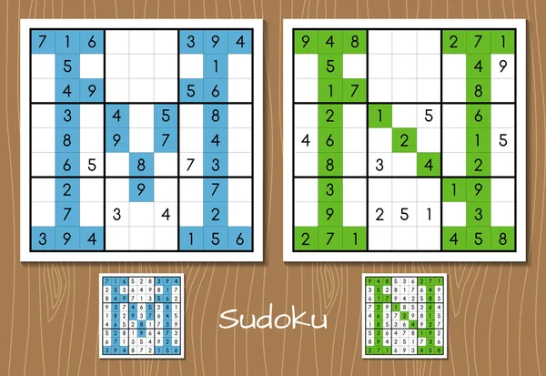 Sudoku set with answers. M, N letters — Stock Vector