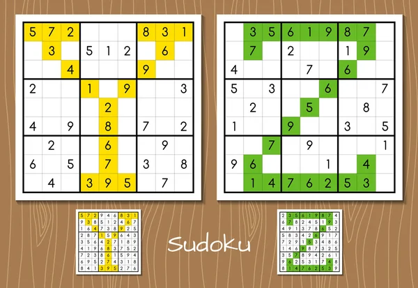 Sudoku set with answers. Y, Z letters — Stock Vector