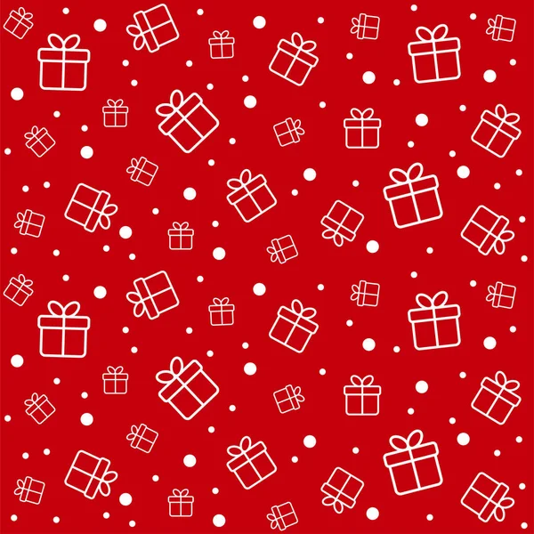 Christmas vector seamless pattern with gift boxes. Minimal red background for Christmas decorations, greeting cards, wrapping paper — Stock Vector