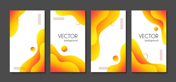 Vector organic backgrounds for instagram highlights. Abstract liquid yellow vertical stories templates for social media — Stock Vector