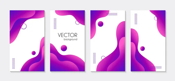 Abstract liquid purple vertical stories templates for social media. Vector organic backgrounds for instagram highlights — Vetor de Stock