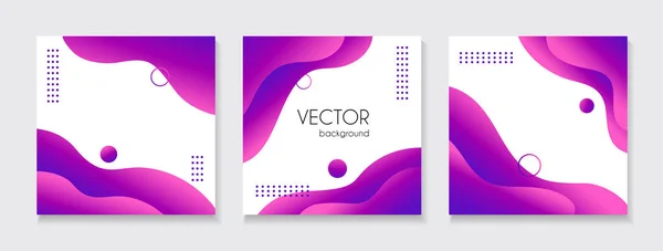 Liquid abstract purple backgrounds for instagram posts. Vector set of fluid organic trendy templates for social media with copy space for text — Vetor de Stock