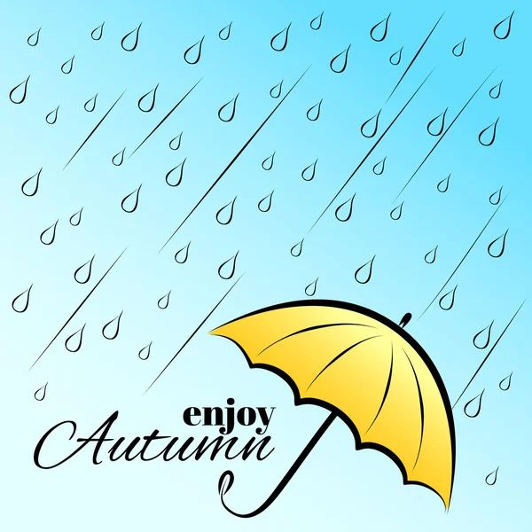 Enjoy autumn under umbrella — Stock Vector