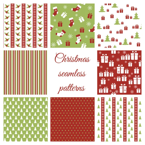 Conjunto de patrones sin costura de Navidad — Vector de stock