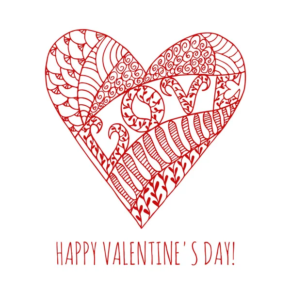 Happy Valentines Day wenskaart met hand getrokken doodle hart — Stockvector