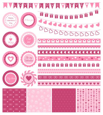 Tasarım öğeleri kümesi Sevgililer günü ya da düğün için