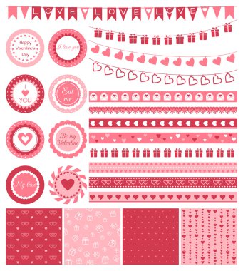 Tasarım öğeleri kümesi Sevgililer günü ya da düğün için