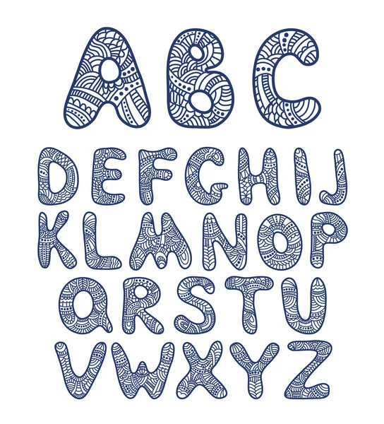 Doodle hand getrokken grappige alfabet — Stockvector