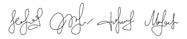 Hand drawn signatures manual autographs for business documents. Vector textured calligraphy sketch scribbles set