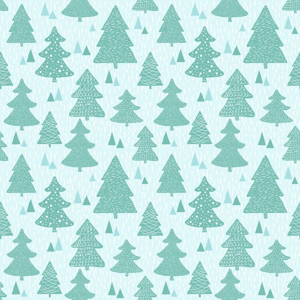 Seamless pattern with hand drawn christmas trees — Stock Vector