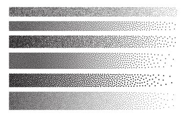 Grain gradyan noktalı yarım ton çizgileri ayarlandı. Vektör soyut noktalama desenli grunge fırçaları, tasarım ögeleri