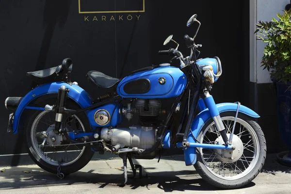 Istanbul Türkei Mai 2021 Ein Blaues Bmw Oldtimer Motorrad Der — Stockfoto