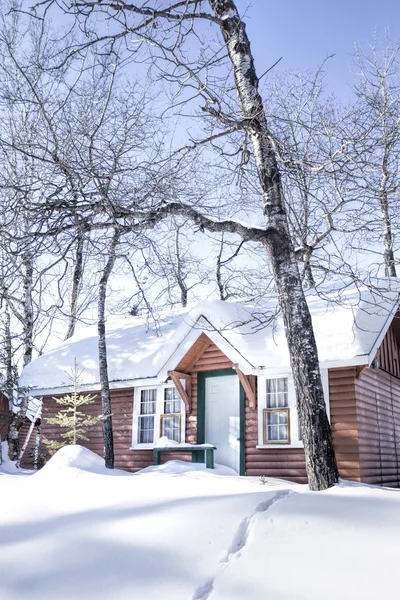 Cabine in de winter — Stockfoto