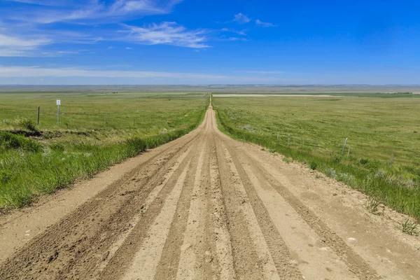 Old Dirt Road Flat Prairie Landscape — Stock Photo, Image