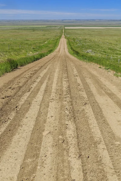 Old Dirt Road Flat Prairie Landscape — Stock Photo, Image