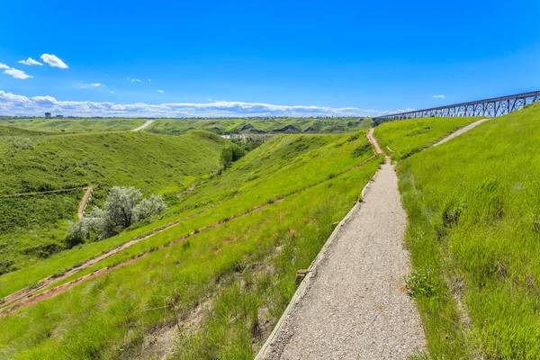 Caminho Pela Ponte Alto Nível Lethbridge Alberta Canadá Ponte Mais — Fotografia de Stock