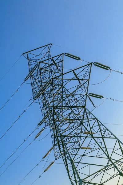 Transmission Towers Support High Voltage Conductors Overhead Power Lines Generating Royalty Free Stock Images