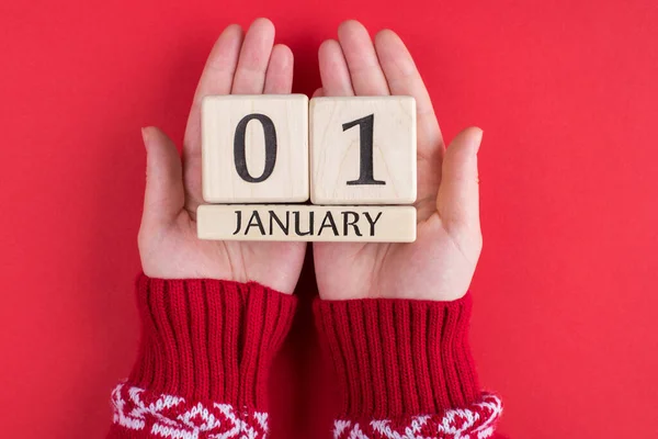 Primer Día Feliz Año Nuevo Concepto Arriba Arriba Arriba Cerca — Foto de Stock