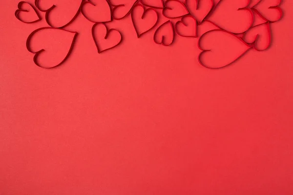 Rot Helle Farbe Monochromen Hintergrund Mit Herzen Der Spitze Des — Stockfoto