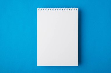 Above overhead close up flat lay view photo image of clear spiral notepad with space for text and design isolated bright color backdrop clipart