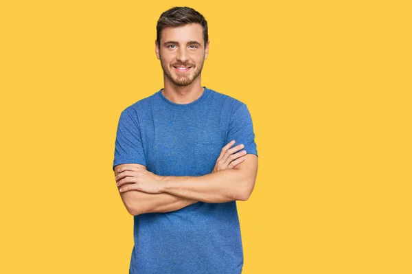 Handsome Caucasian Man Wearing Casual Clothes Happy Face Smiling Crossed — Stock Photo, Image