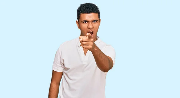 Young Arab Man Wearing Casual Clothes Pointing Displeased Frustrated Camera — Stock Photo, Image