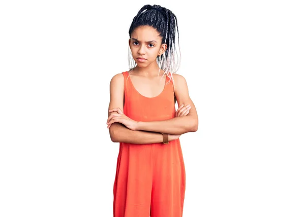 Симпатичная Африканская Американская Девушка Повседневной Одежде Скептически Нервно Неодобрительное Выражение — стоковое фото